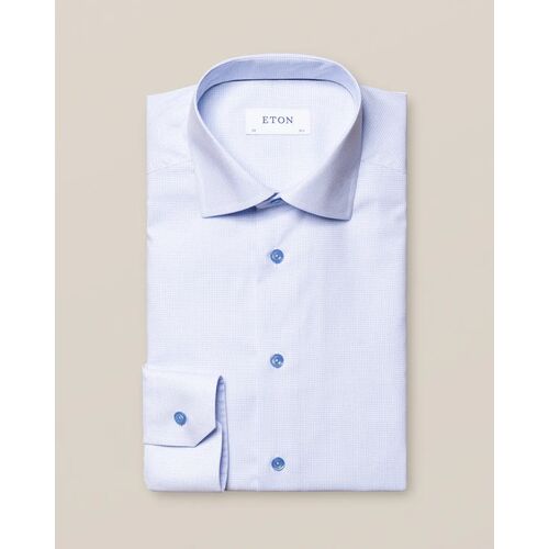 Eton Slim Fit - Blue micro check shirt