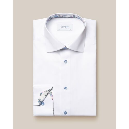 Eton Contemporary Fit -  White Floral Print Effect