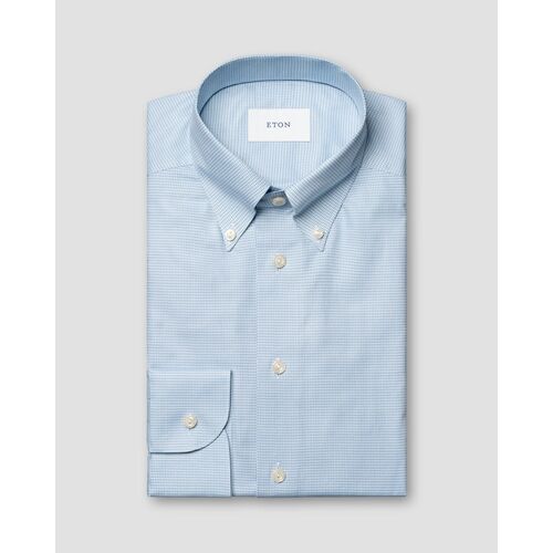 Eton Slim Fit - Light blue Check Signature Oxford Shirt