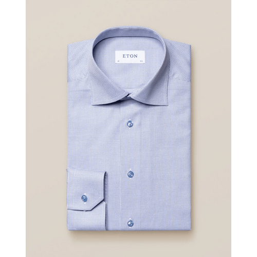 Eton Contemporary Fit - Mid Blue Pin Dot Signature Twill Shirt