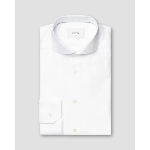 Eton Slim Fit - White Herringbone Signature Dobby Shirt