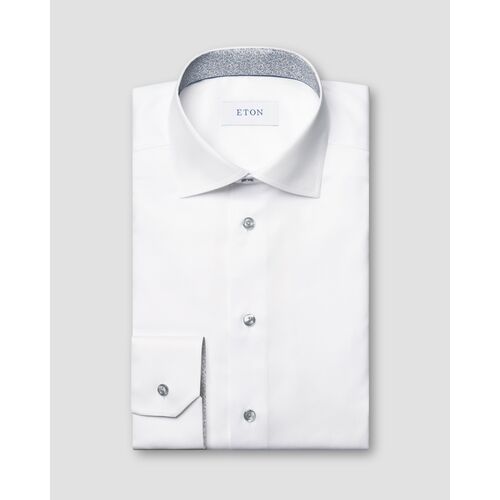 Eton Contemporary Fit - White Floral Effect Signature Twill Shirt
